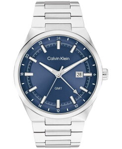 �J���o���N���C�� �����Y �A�N�Z�T���[ �r���v T�V���c Calvin Klein Men's Distinguish GMT Silver Tone Stainless Steel Bracelet Watch 44mm Silver �V���o�[