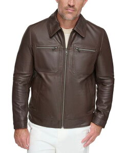 �}�[�N�j���[���[�N �����Y �A�E�^�[ �W���P�b�g�E�u���]�� ���U�[ �W���P�b�g Marc New York Men's Halen Pebbled Leather Trucker Jacket Chocolate �`���R���[�g