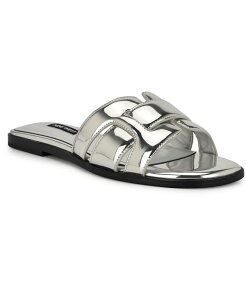 iCEFXg fB[X V[Y T_ Nine West Women's Germani Casual Slip-On Sandals Silver Mirror Metallic Vo[