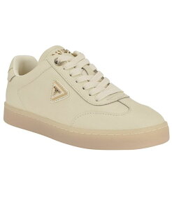 QX fB[X V[Y Xj[J[ XG[h [X GUESS Women's Jazlie T-Toe Suede Lace-Up Court Sneakers Ivory Leather AC{[