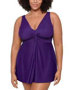 �~���N���X�[�c ���f�B�[�X �g�b�v�X �����s�[�X �v���X�T�C�Y Miraclesuit Plus Size Marais Allover-Slimming Twist-Front Swimdress Mulberry
