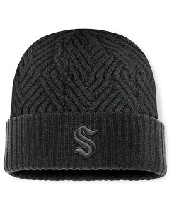 t@ieBNX Y ANZT[ Xq jbg Fanatics Men's Black Seattle Kraken Authentic Pro Road Cuffed Knit Hat Black ubN