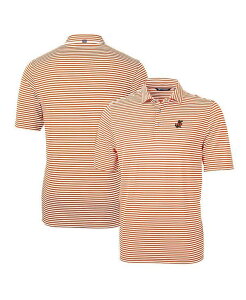 Jb^[AhobN Y gbvX |Vc S Cutter & Buck Men's Florida Gators Throwback Logo Virtue Eco Pique Stripe Polo Orange IW