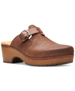 N[NX fB[X V[Y T_ vbgtH[ Clarks Women's Paizlee Nora Slip-On Buckled Platform Clogs Tan Suede ^