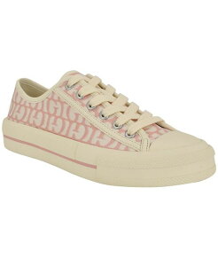QX fB[X V[Y Xj[J[ [X S GUESS Women's Carey Jacquard Logo Low-Top Lace-Up Sneakers Medium Pink Logo sN
