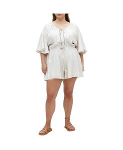 �V�e�B�[�V�b�N ���f�B�[�X �g�b�v�X �����s�[�X �v���X�T�C�Y ���[�X CITY CHIC Plus Size Harlow Lace Playsuit Oat