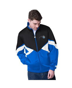 X^[^[ Y AE^[ WPbgEu] WPbg Starter Men's Black/Blue Orlando Magic Rush Applique Full-Zip Track Jacket Black Blue ubN