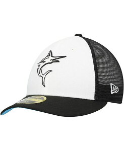 �j���[�G�� �����Y �A�N�Z�T���[ �X�q New Era Men's Black/White Miami Marlins 2023 On-Field Batting Practice Low Profile 59FIFTY Fitted Hat White Black �z���C�g