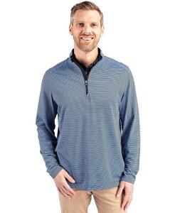 yz Jb^[AhobN Y WPbgEu] AE^[ Cutter Buck Virtue Eco Pique Micro Stripe Recycled Mens Big & Tall Quarter Zip Jacket Atlas/navy blue