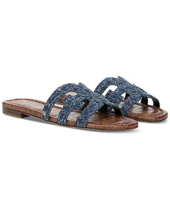 TGf} fB[X V[Y T_ Sam Edelman Women's Bay Slip-On Flat Sandals Navy Blue Fabric lCr[