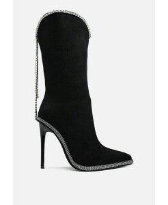 �����h�����O ���f�B�[�X �V���[�Y �u�[�c�E���C���u�[�c London Rag Ashipa Diamante Chain Detail Calf Boots Black �u���b�N