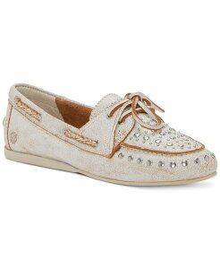 bL[uh fB[X V[Y pvX ~j [t@[ Lucky Brand Women's Timini Studded Moccasin Boat Shoe Loafers White Leather zCg