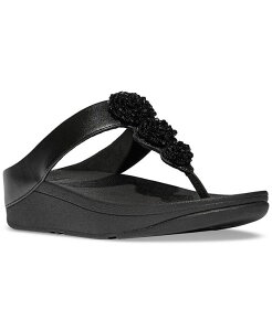 �t�B�b�g�t���b�v ���f�B�[�X �V���[�Y �T���_�� FitFlop Women's Fino Beadie Wedge Sandals Metallic Black �u���b�N