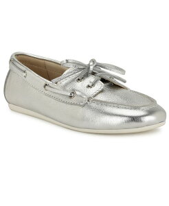 iCEFXg fB[X V[Y pvX [t@[ Nine West Women's Yacht Slip-On Casual Flat Loafers Silver Leather Vo[