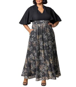 �L���i ���f�B�[�X �g�b�v�X �����s�[�X A ���C�� �v���X�T�C�Y Kiyonna Plus Size Avisa Flowy A Line Evening Gown Silver �V���o�[