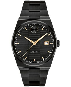 oh Y ANZT[ rv TVc Movado Men's Bold Quest Swiss Automatic Ionic Plated Black Steel Watch 39mm Black ubN