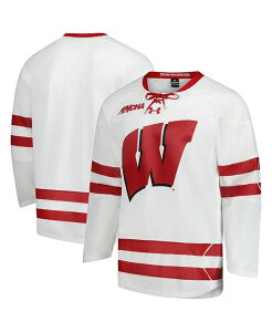 A_[A[}[ Y gbvX Vc W[W[ Under Armour Men's White Wisconsin Badgers Replica Hockey Jersey White zCg