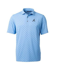 Jb^[AhobN Y gbvX |Vc vg Cutter & Buck Men's Light Blue Atlanta Braves Virtue Pique Tile Print Polo Light Blue u[