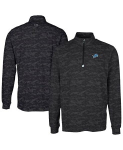 yz Jb^[AhobN Y Vc gbvX Men's Black Detroit Lions Traverse Camo Print Stretch Quarter-Zip Top Black