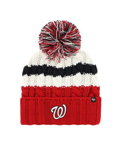 yz 47uh fB[X Xq ANZT[ Women's White/Red Washington Nationals Ashfield Cuffed with Pom Knit Hat White Red