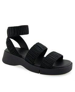 �G�A���\�[���Y ���f�B�[�X �V���[�Y �T���_�� Aerosoles Women's Fiona Round Toe Flatform Sandals Black Rouched Elastic Fabric �u���b�N