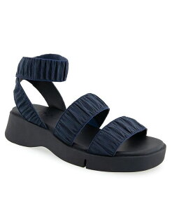 �G�A���\�[���Y ���f�B�[�X �V���[�Y �T���_�� Aerosoles Women's Fiona Round Toe Flatform Sandals Navy Rouched Elastic Fabric �l�C�r�[