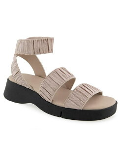 �G�A���\�[���Y ���f�B�[�X �V���[�Y �T���_�� Aerosoles Women's Fiona Round Toe Flatform Sandals Stone Rouched Elastic Fabric �X�g�[��