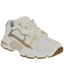 QX fB[X V[Y Xj[J[ [X GUESS Women's Carrli Sporty Chunky Lace-Up Sneakers White/Gold Multi zCg