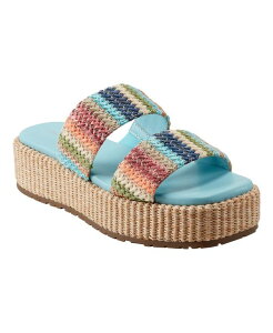 }[NtBbV[ fB[X V[Y T_ Marc Fisher Women's Pelma Casual Slip-On Sandals Light Blue Stripe Multi u[