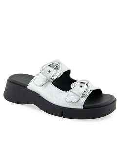 �G�A���\�[���Y ���f�B�[�X �V���[�Y �T���_�� Aerosoles Women's Faith Round Toe Flatform Sandals Silver Metallic Textured Faux Leather �V���o�[
