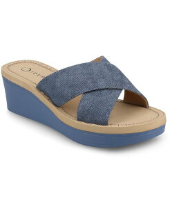 Wl RNV fB[X V[Y T_ Journee Collection Women's Biara Slip-On Wedge Sandals Denim fj