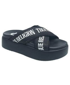 gD[W fB[X V[Y T_ vbgtH[ True Religion Alia Cross Strap Slip on Platform Sandal Black ubN
