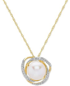 ホノラ レディース ネックレス・チョーカー・ペンダントトップ アクセサリー Cultured Freshwater Pearl (8mm) & Diamond (1/8 ct. t.w.) 18 Pendant Necklace in 14k Yellow Gold or White Gold Yellow Gold