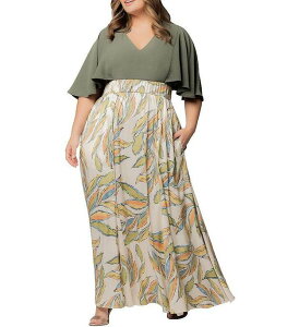 �L���i ���f�B�[�X �g�b�v�X �����s�[�X A ���C�� �v���X�T�C�Y Kiyonna Plus Size Avisa Flowy A Line Evening Gown Light Beige 276 �x�[�W��