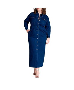 �G���N�C ���f�B�[�X �g�b�v�X �����s�[�X �v���X�T�C�Y �f�j�� ELOQUII Women's Plus Size Denim Fitted Dress Medium wash �f�j��