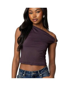 �A�f�B�N�e�b�h ���f�B�[�X �g�b�v�X �V���c �A�V�����g���[ Edikted Womens Abstract Metal Ring Asymmetric Top Purple �p�[�v��