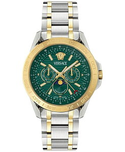 FT[` Y ANZT[ rv TVc Versace Men's Swiss V-Galaxy Moonphase Two-Tone Stainless Steel Bracelet Watch 43mm Two Tone