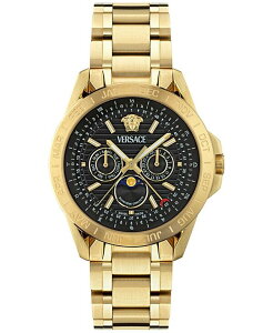 FT[` Y ANZT[ rv Versace Men's Swiss V-Galaxy Moonphase Gold Ion Plated Bracelet Watch 43mm Gold S[h