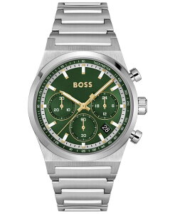 q[S{X Y ANZT[ rv TVc Hugo Boss Men's Candor Quartz Chronograph Silver-Tone Stainless-Steel Watch 41mm Silver-tone Vo[