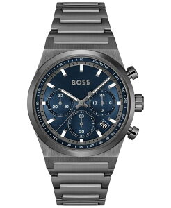 �q���[�S�{�X �����Y �A�N�Z�T���[ �r���v T�V���c Hugo Boss Men's Candor Quartz Chronograph Ionic Plated Gray Stainless-Steel Watch 41mm Gray �O���[