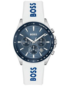 q[S{X Y ANZT[ rv Hugo Boss Men's Strike Quartz Chronograph White Silicone Watch 41mm White zCg