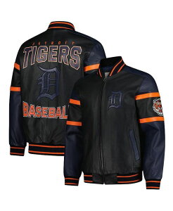 �J�[�� �o���N�X �����Y �A�E�^�[ �W���P�b�g�E�u���]�� ���U�[ �W���P�b�g G-III Sports by Carl Banks Men's Black Detroit Tigers Full-Zip Leather Varsity Jacket Black �u���b�N