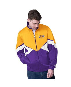 X^[^[ Y AE^[ WPbgEu] WPbg Starter Men's Gold/Purple Los Angeles Lakers Rush Applique Full-Zip Track Jacket Gold Purple p[v