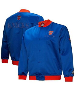 �~�b�`�F��&�l�X �����Y �A�E�^�[ �W���P�b�g�E�u���]�� �T�e�� �W���P�b�g Mitchell & Ness Men's Blue New York Knicks Hardwood Classics Team OG 3.0 Lightweight Satin Full-Snap Jacket Blue �u���[