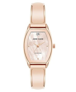ANC fB[X ANZT[ rv Anne Klein Women's Quartz Cushion Blush Pink Enamel with Rose Gold-Tone Metal Alloy Bangle Watch 22mm Rose Gold-Tone Blush Pink sN