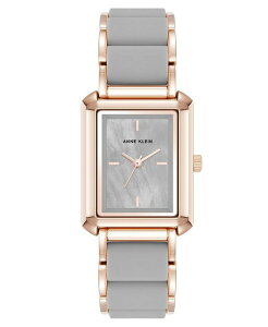 ANC fB[X ANZT[ rv Anne Klein Women's Quartz Casual Rectangular Gray Silicone with Rose Gold-Tone Metal Alloy Bracelet Watch 26mm Rose Gold-Tone Gray O[