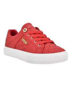 QX fB[X V[Y Xj[J[ [X GUESS Women's Loven Lace-Up Sneakers Red Quilted bh