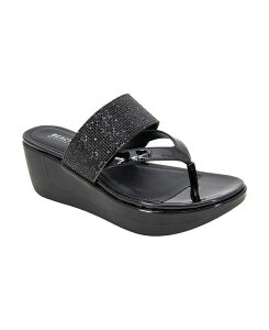 �P�l�X�R�[�� ���f�B�[�X �V���[�Y �T���_�� Kenneth Cole Reaction Women's Pepea Cross Jewel Wedge Sandals Black Elastic �u���b�N