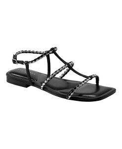 }[NEtBbV[ fB[X V[Y T_ Marc Fisher LTD Women's Maze Braided Caged Flat Sandals Black Leather ubN