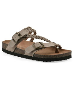 �z���C�g�}�E���e�� ���f�B�[�X �V���[�Y �T���_�� White Mountain Women's Haziest Round Toe Flat Sandals Sandal Wood Suede